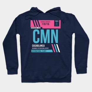 Casablanca (CMN) Airport Code Baggage Tag Hoodie